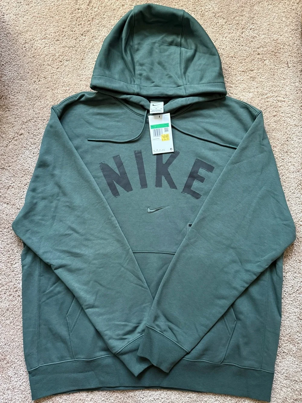 Nike Men's Green Logo Crewneck Hoodie